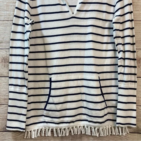 Lilly Pulitzer Crestwood Knit Sweater White Maritime Stripe Fringes Size Small - Picture 5 of 7